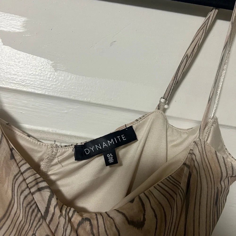 Dynamite Cream Ruched Mesh Mini Dress - Picture 3 of 3